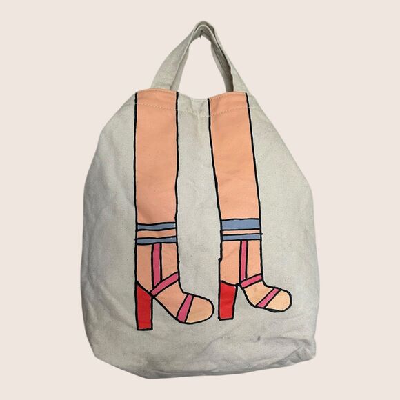 🦵 UO x BAGGU x JESSICA RODRIGUEZ x CREATIVE GROWTH CANVAS DUCK TOTE LEG BAG - Picture 2 of 13